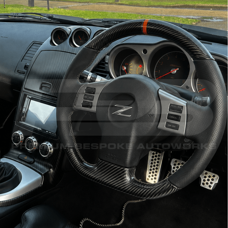 Nissan custom steering wheel, hand-finished to order by Premium Bespoke AutoWorks