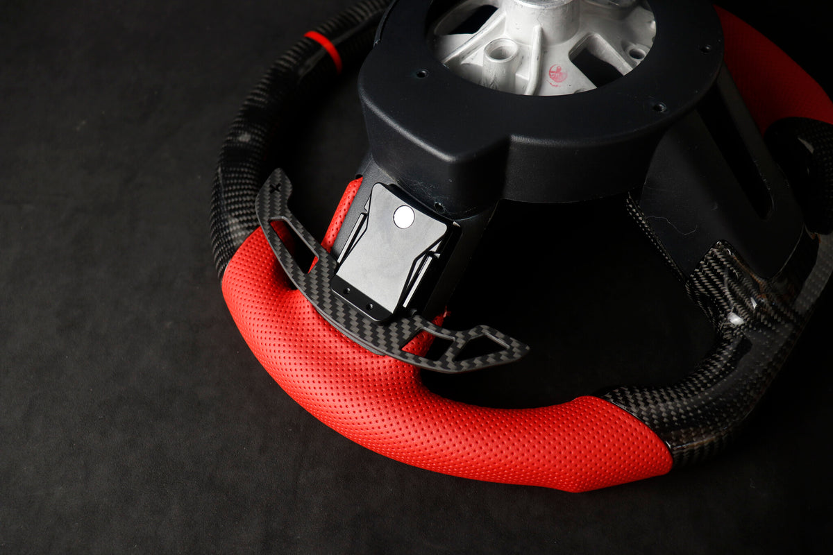 Ford Mustang S550 magnetic paddle shifters fitted to the steering wheel | Premium Bespoke AutoWorks