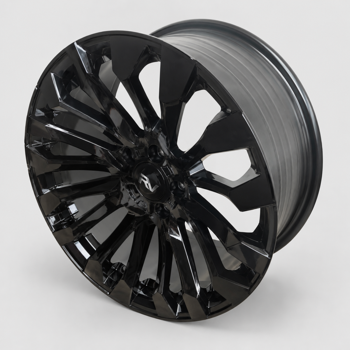 Ford Ranger 20 inch gloss black alloy wheel ET15 rear three quarter showing barrel - Premium Bespoke AutoWorks