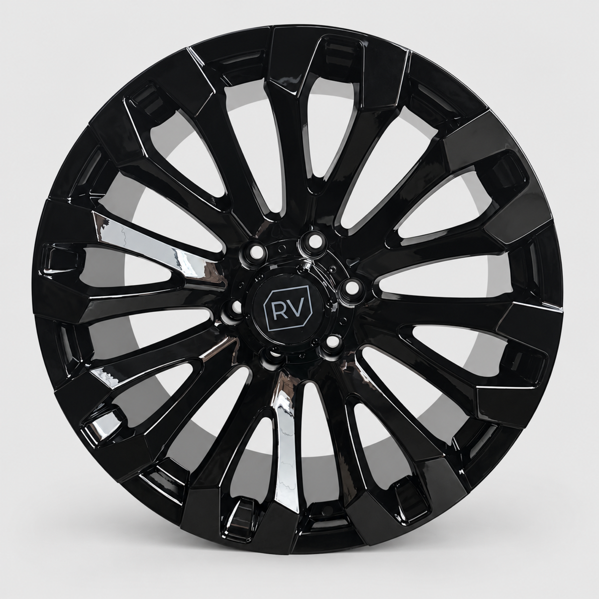 Ford Ranger 20 inch gloss black alloy wheel ET15 face on view - Premium Bespoke AutoWorks