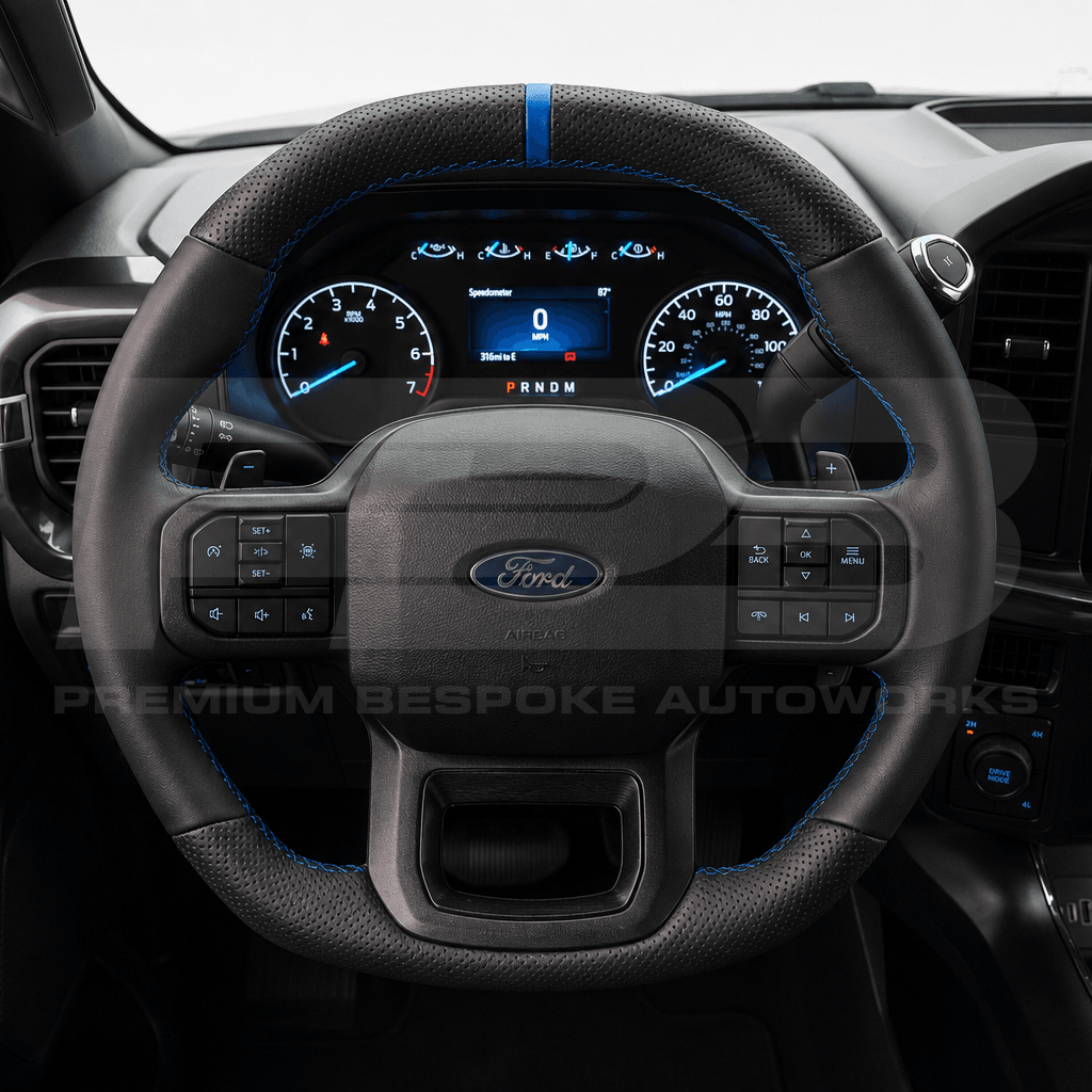 Ford F-150 Raptor Gen 3 steering wheel upgrade, hand finished on a genuine OEM core