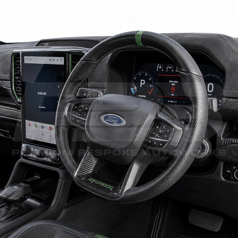 Ford Ranger Raptor Gen 2 steering wheel upgrade, hand finished on a genuine OEM core