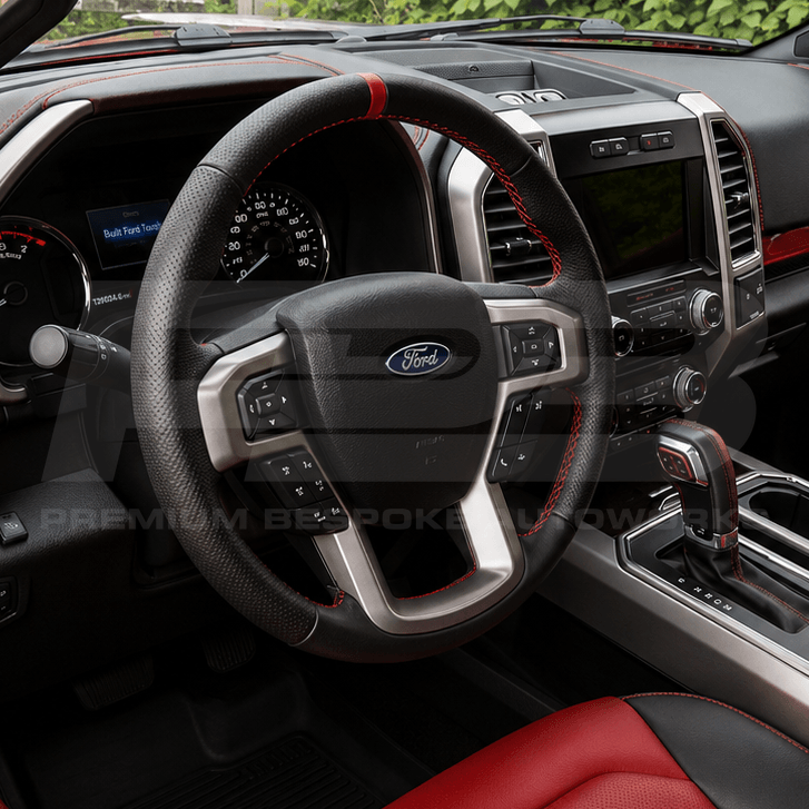 Ford custom steering wheel, hand-finished to order by Premium Bespoke AutoWorks