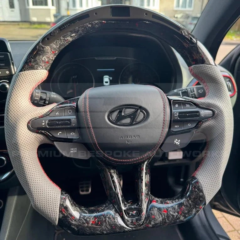 Hyundai i30 N custom steering wheel, hand-finished by Premium Bespoke AutoWorks