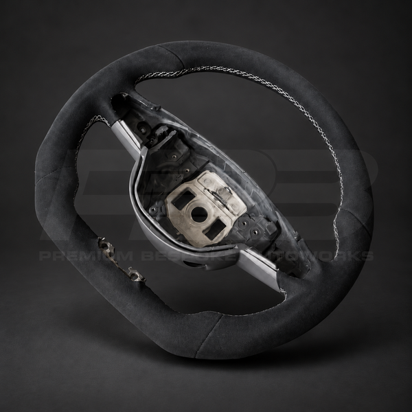 Mercedes-AMG C63 W205 Steering Wheel, Full Black Alcantara with White Stitching, Customer Build