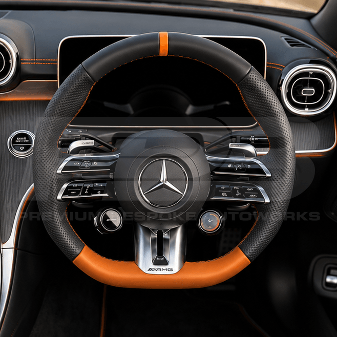 Mercedes-AMG custom steering wheel, hand-finished to order by Premium Bespoke AutoWorks