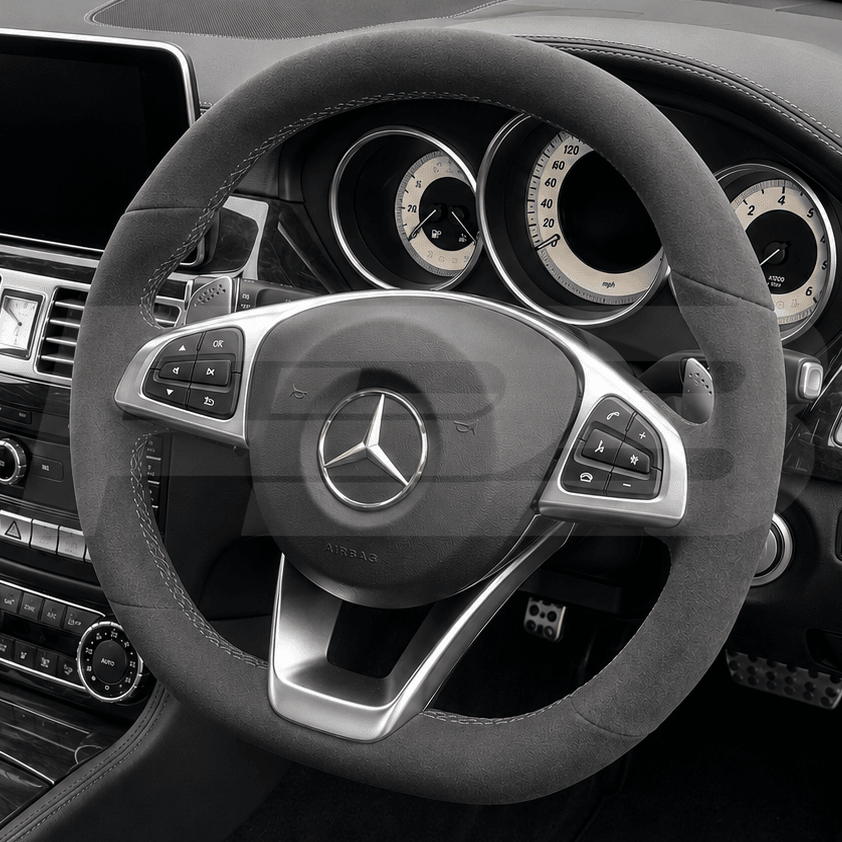 mercedes cls c218 facelift custom steering wheel in black alcantara 