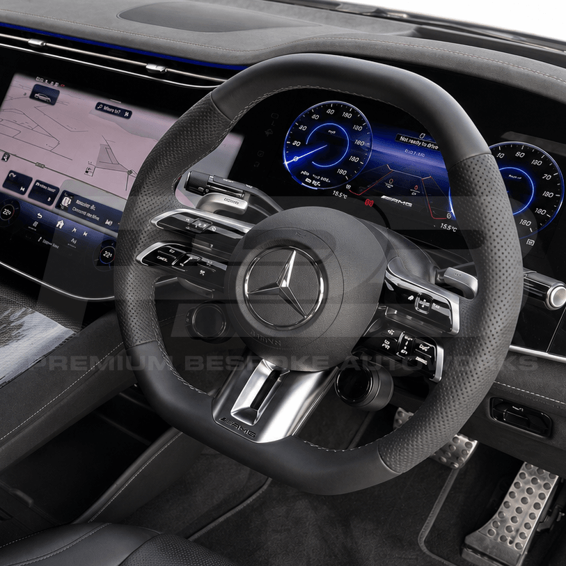 Mercedes-AMG EQE 53 V295 steering wheel upgrade, hand finished on a genuine OEM core
