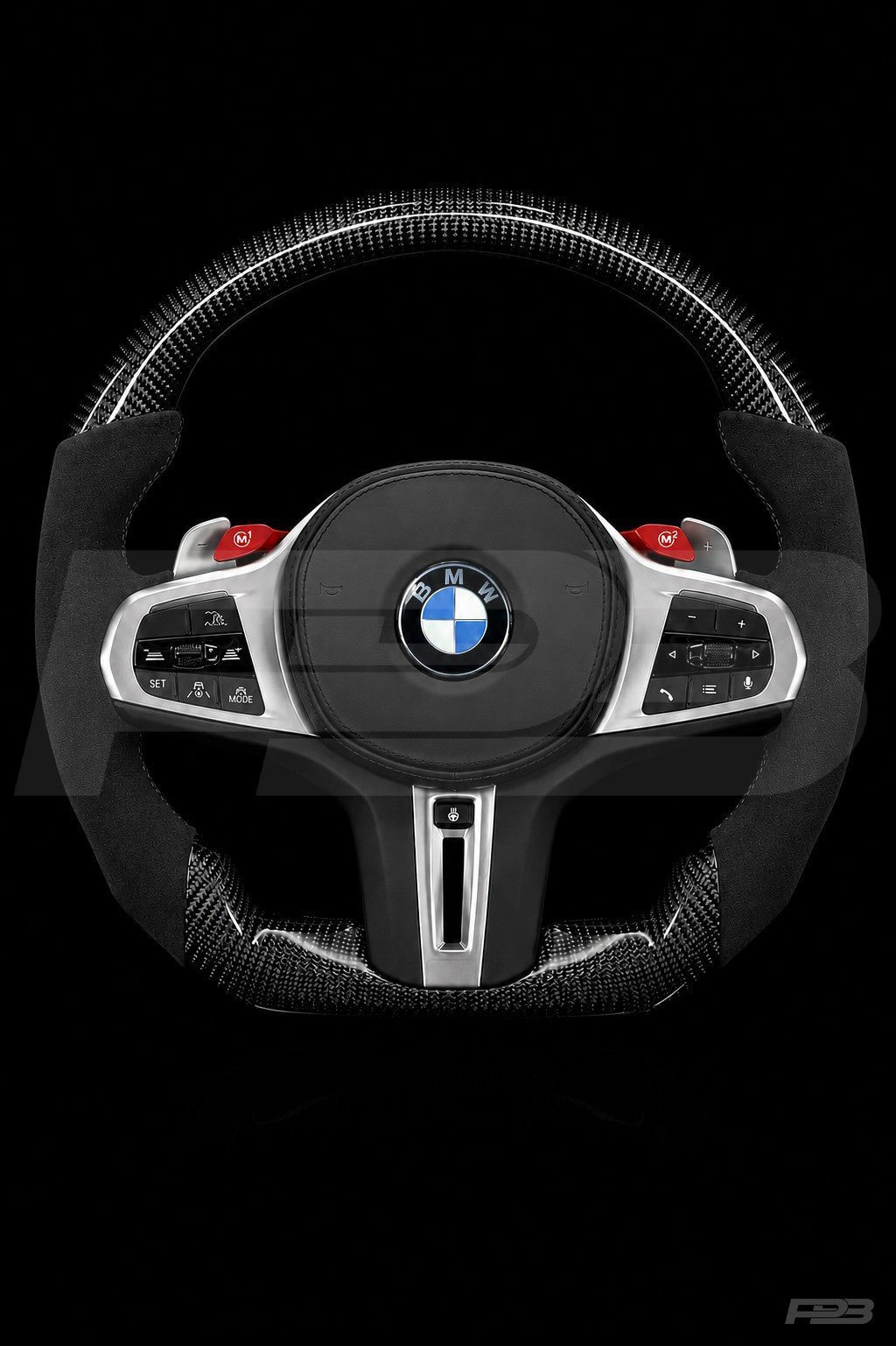 PBAW BMW M3 G80 Carbon Alcantara steering wheel — Complete Black stitching