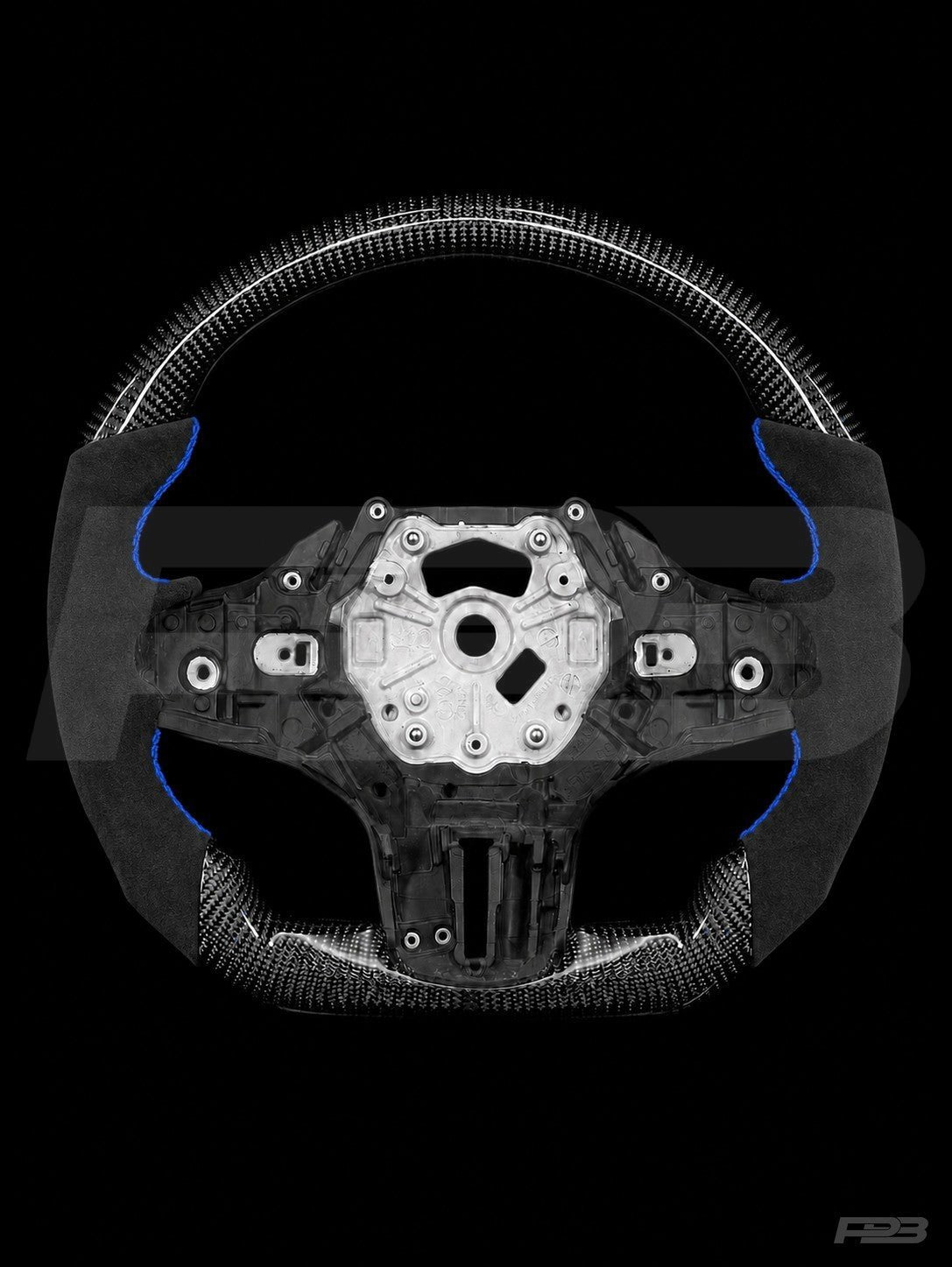 PBAW BMW M4 G82 Carbon Alcantara steering wheel — Exposed Blue stitching