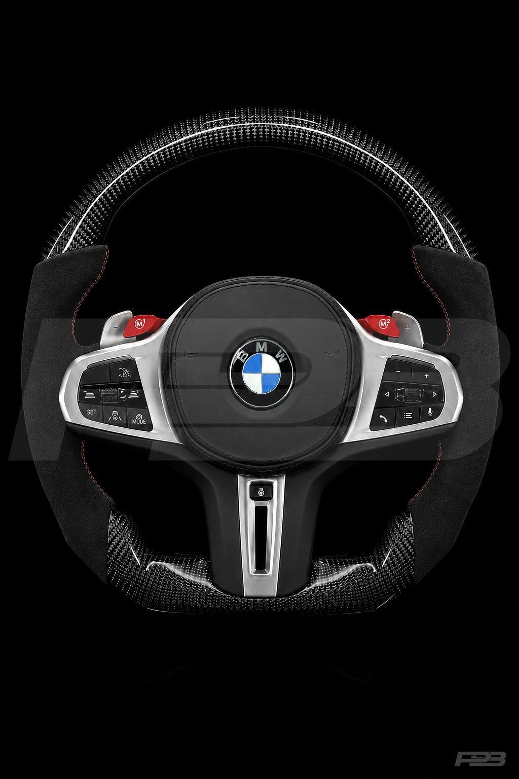 PBAW BMW M4 G82 Carbon Alcantara steering wheel — Complete Brown stitching