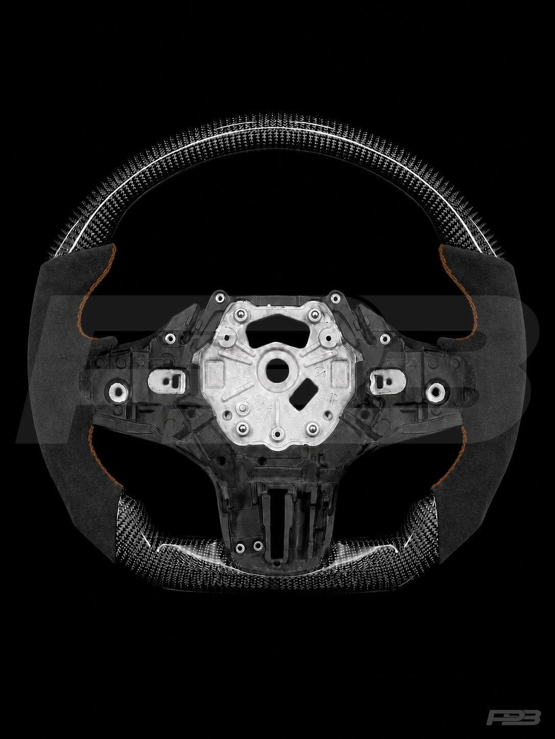PBAW BMW M4 G82 Carbon Alcantara steering wheel — Exposed Brown stitching
