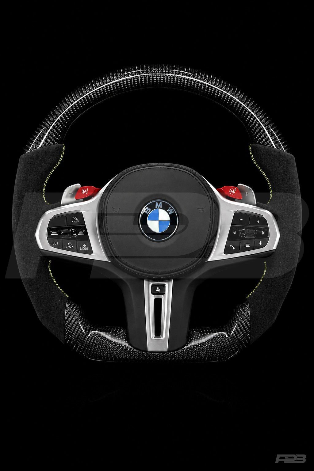 PBAW BMW M4 G82 Carbon Alcantara steering wheel — Complete Lime stitching