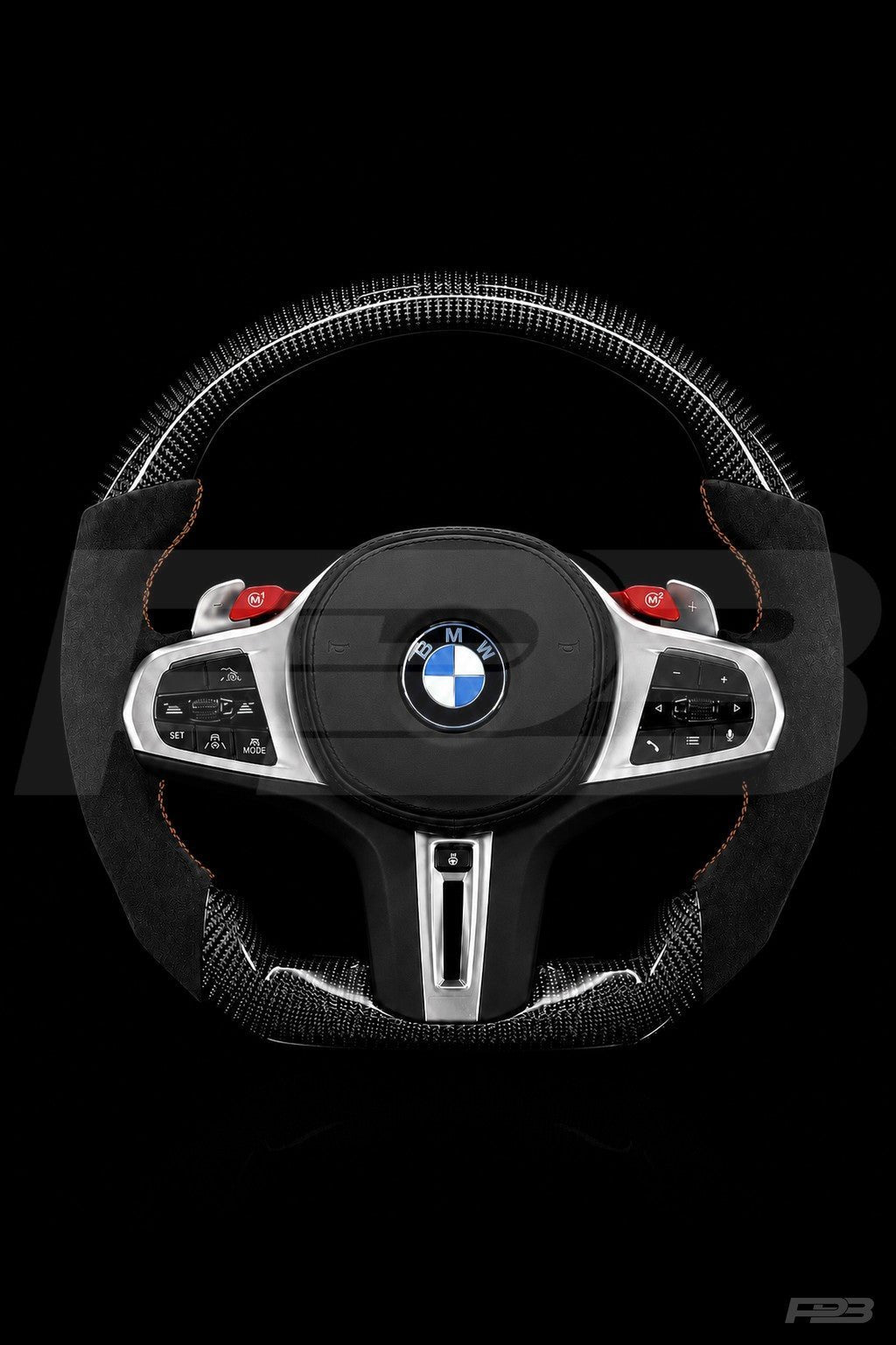 PBAW BMW M4 G82 Carbon Alcantara steering wheel — Complete Orange stitching