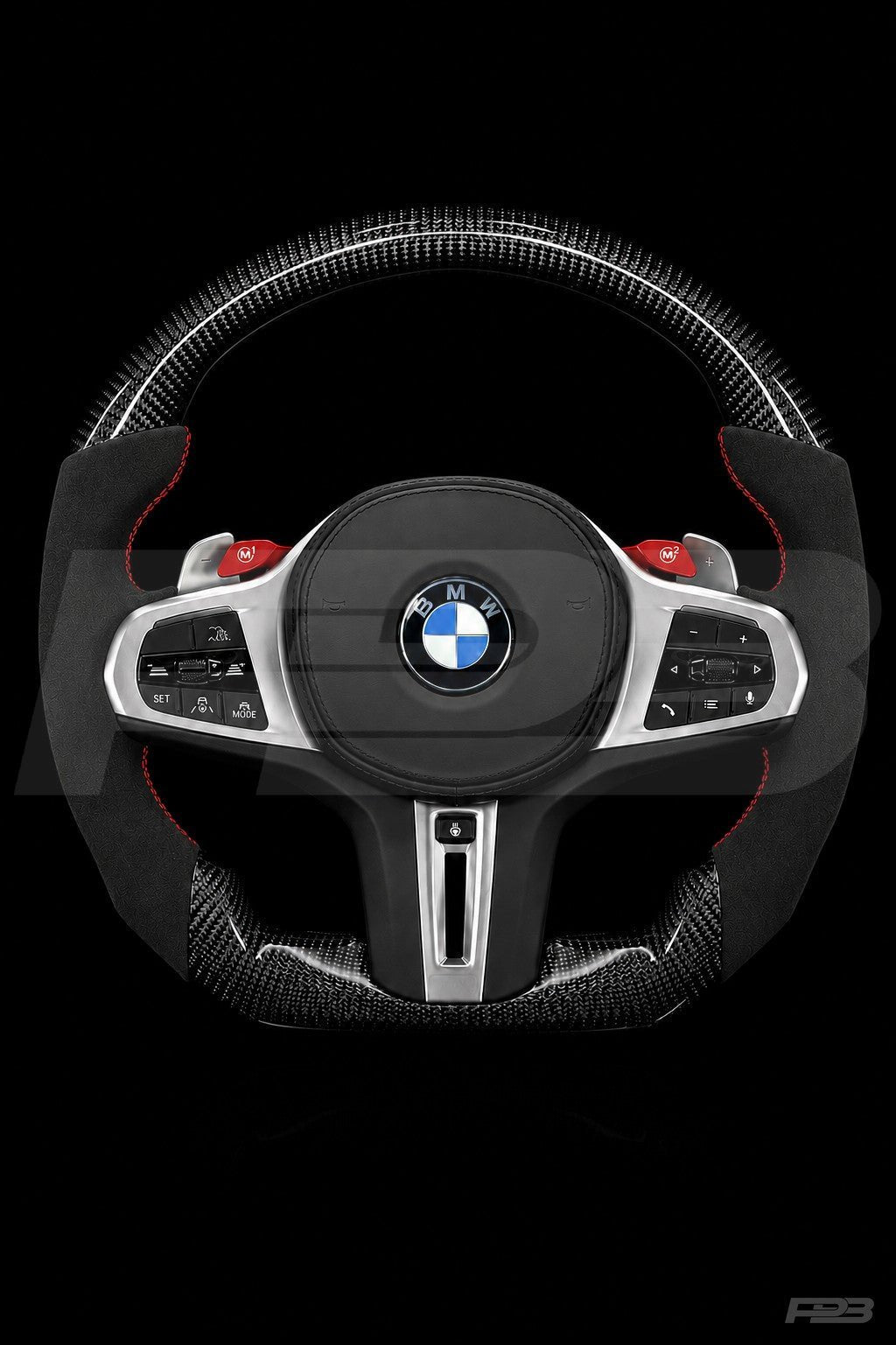 PBAW BMW M4 G82 Carbon Alcantara steering wheel — Complete Red stitching