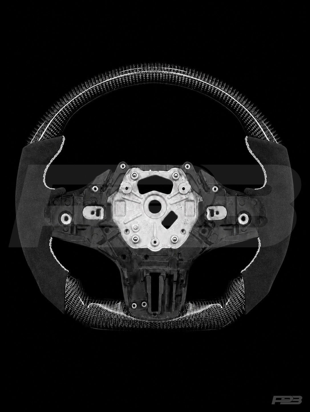 PBAW BMW M4 G82 Carbon Alcantara steering wheel — Exposed White stitching