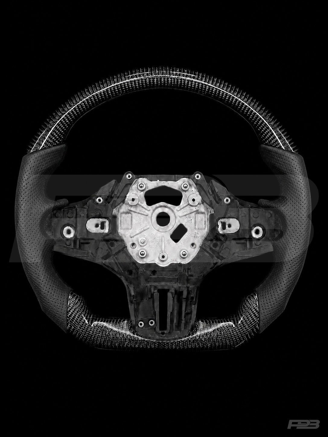 PBAW BMW M3 G80 Carbon Perforated steering wheel — Exposed Black stitching
