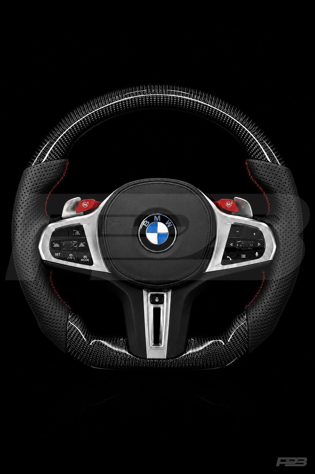 PBAW BMW M4 G82 Carbon Perforated steering wheel — Complete Red stitching