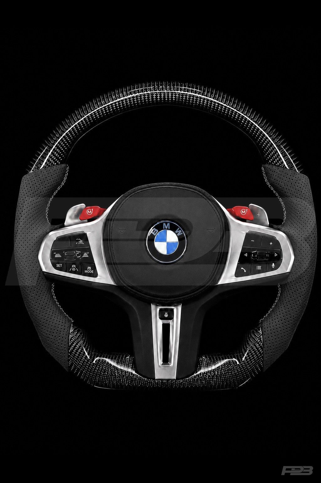 PBAW BMW M4 G82 Carbon Perforated steering wheel — Complete White stitching