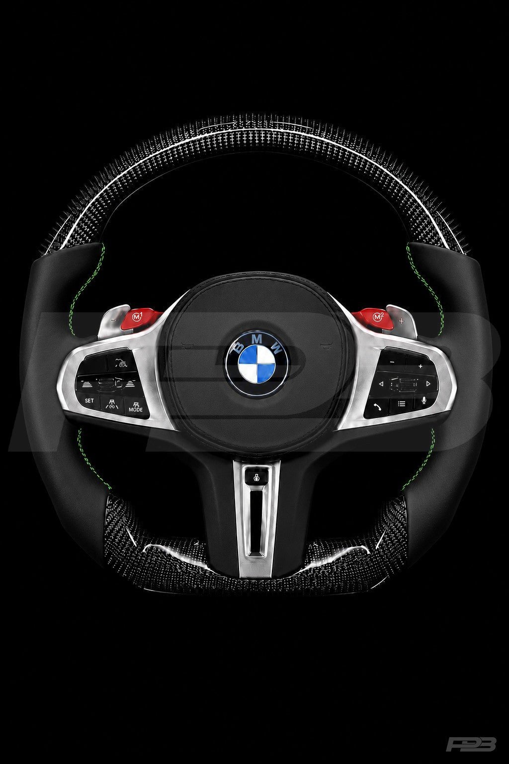 PBAW BMW M4 G82 Carbon Sport steering wheel — Complete Green stitching