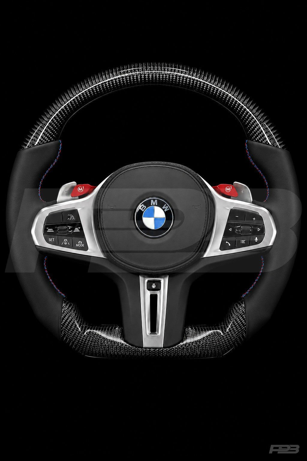 PBAW BMW M3 G80 Carbon Sport steering wheel — Complete M-Colours stitching