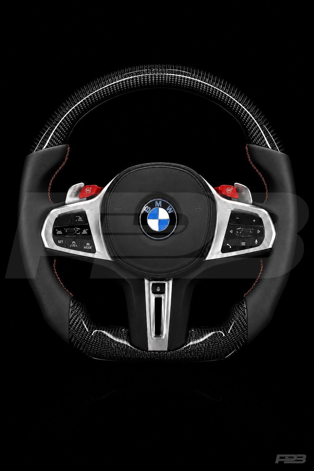 PBAW BMW M3 G80 Carbon Sport steering wheel — Complete Orange stitching