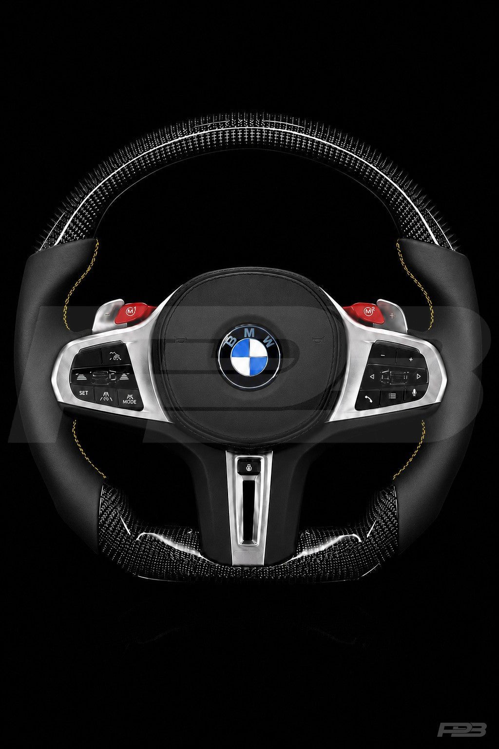 PBAW BMW M4 G82 Carbon Sport steering wheel — Complete Yellow stitching