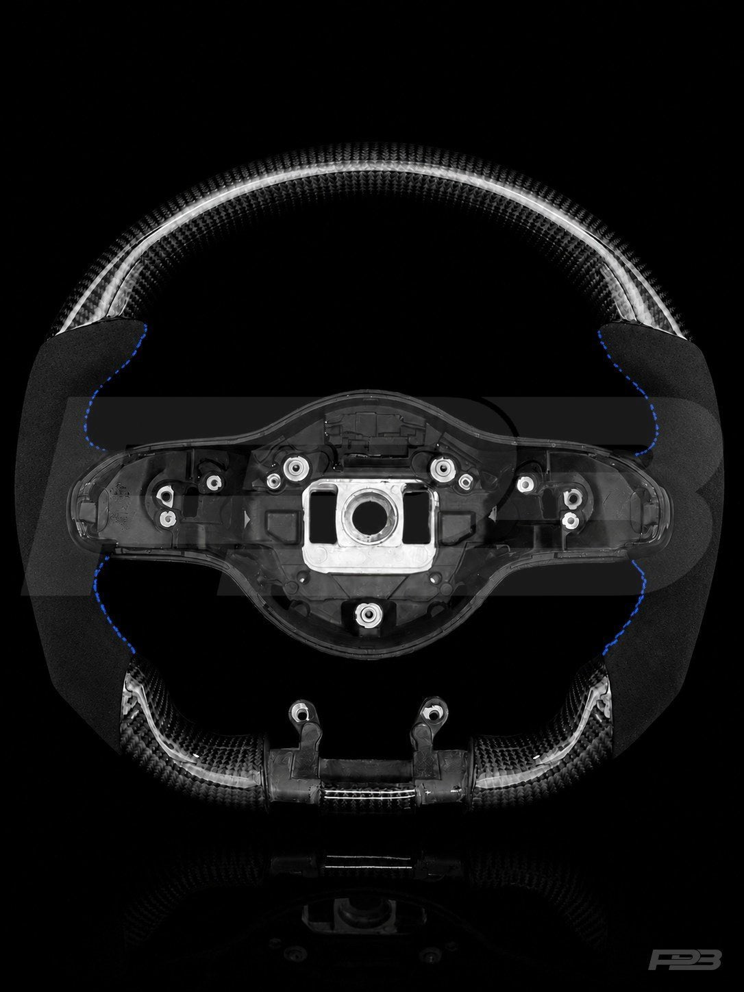 PBAW Mercedes-AMG C63 W205 Facelift Carbon Alcantara steering wheel — Exposed Blue stitching