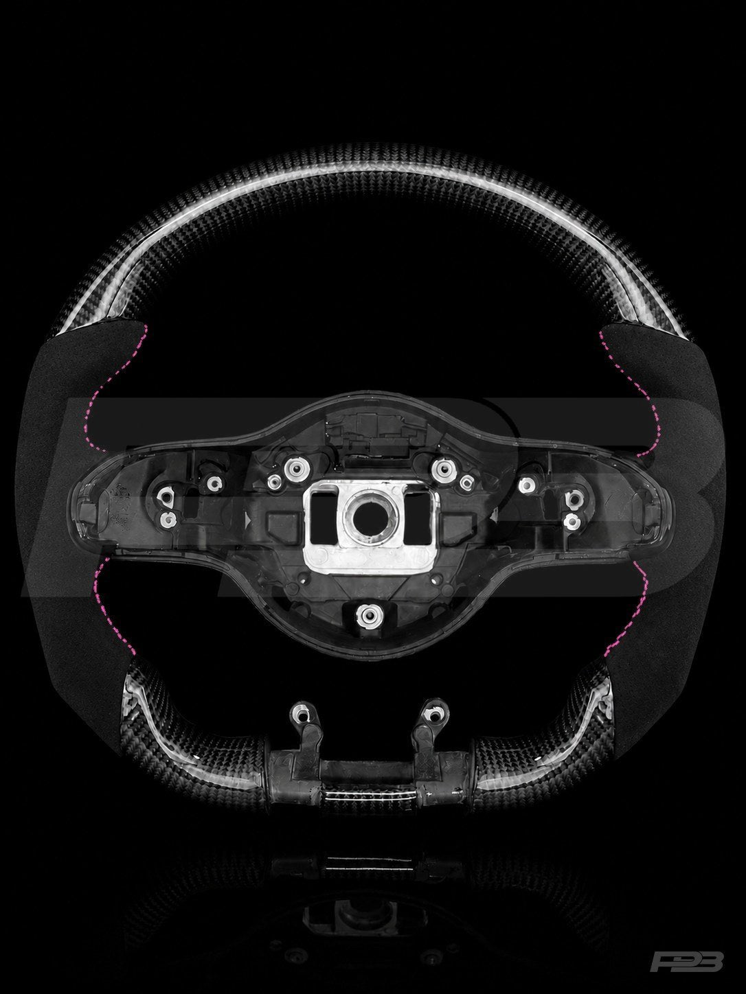 PBAW Mercedes-AMG C63 W205 Facelift Carbon Alcantara steering wheel — Exposed Pink stitching