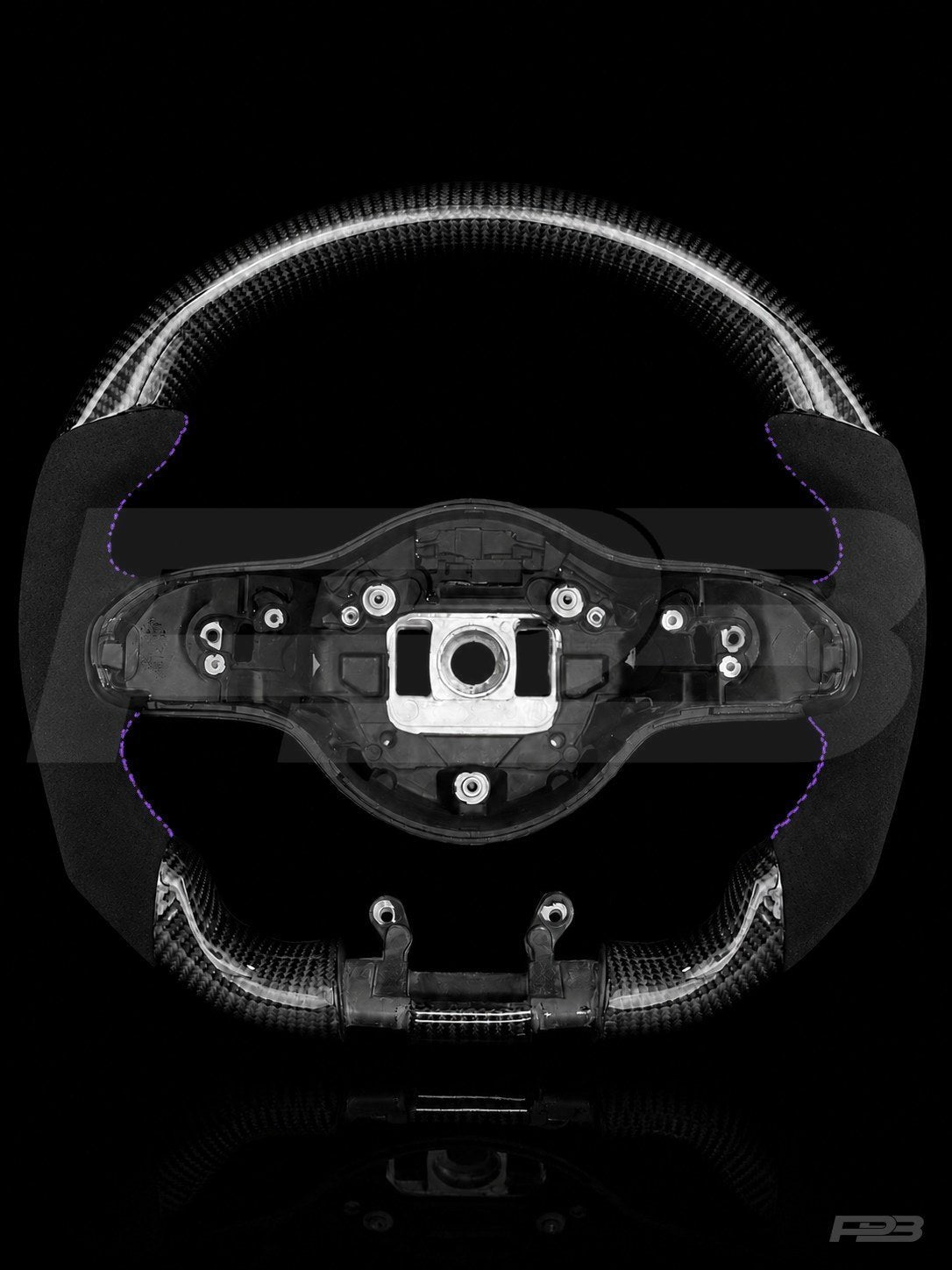 PBAW Mercedes-AMG C63 W205 Facelift Carbon Alcantara steering wheel — Exposed Purple stitching