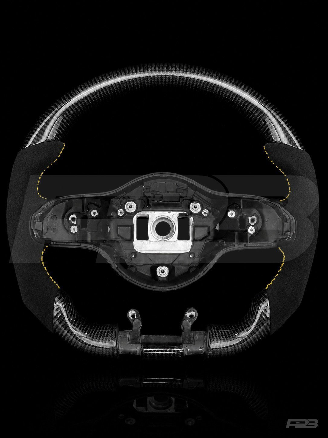 PBAW Mercedes-AMG C63 W205 Facelift Carbon Alcantara steering wheel — Exposed Yellow stitching