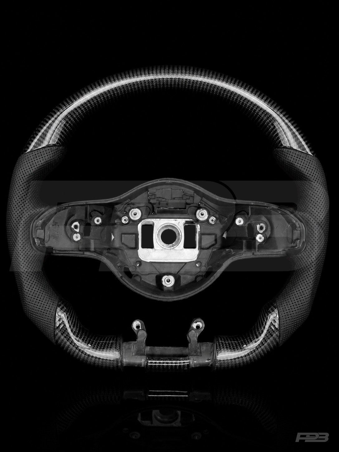PBAW Mercedes-AMG C63 W205 Facelift Carbon Perforated steering wheel — Exposed Black stitching