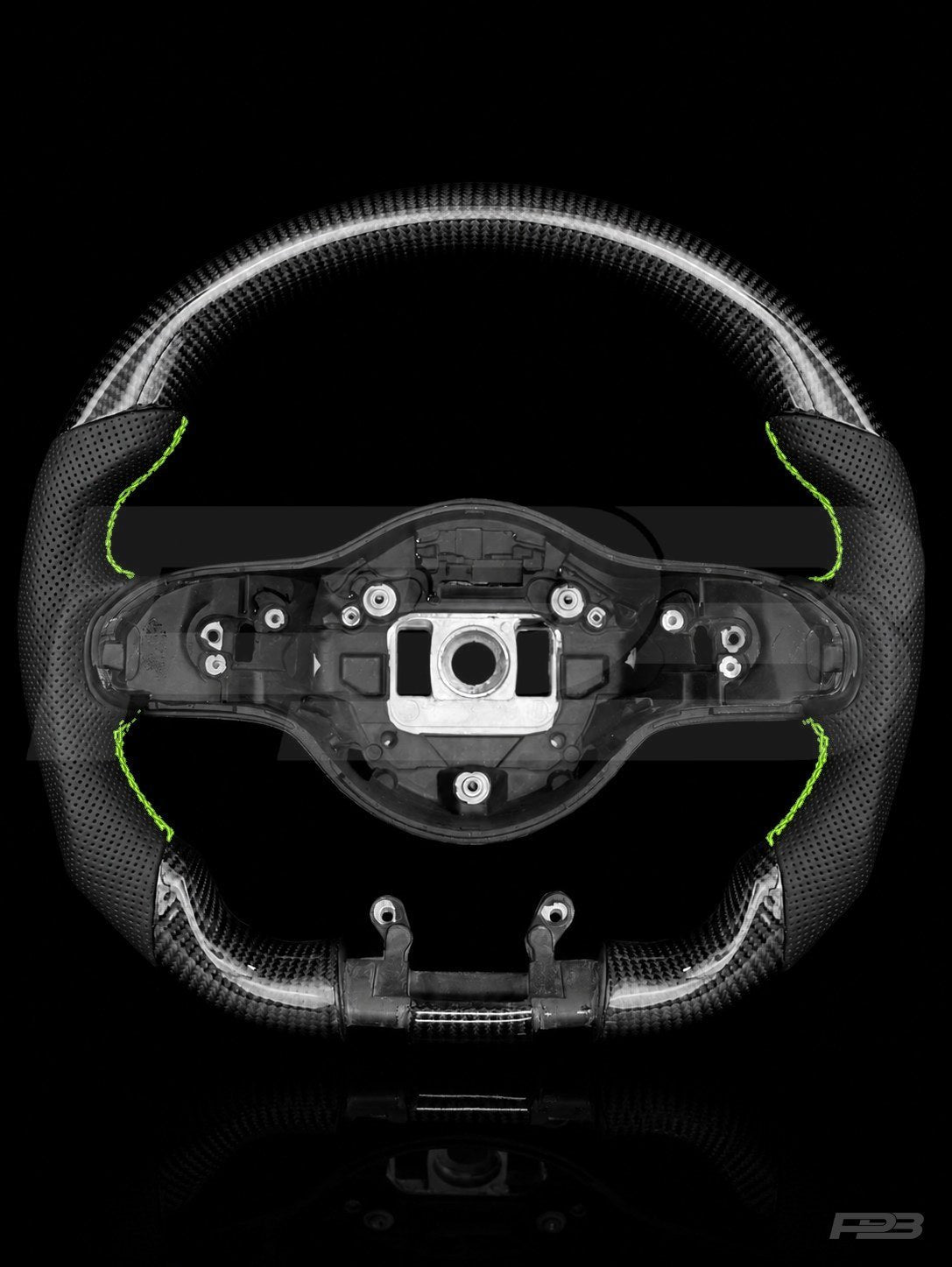 PBAW Mercedes-AMG C63 W205 Facelift Carbon Perforated steering wheel — Exposed Lime stitching