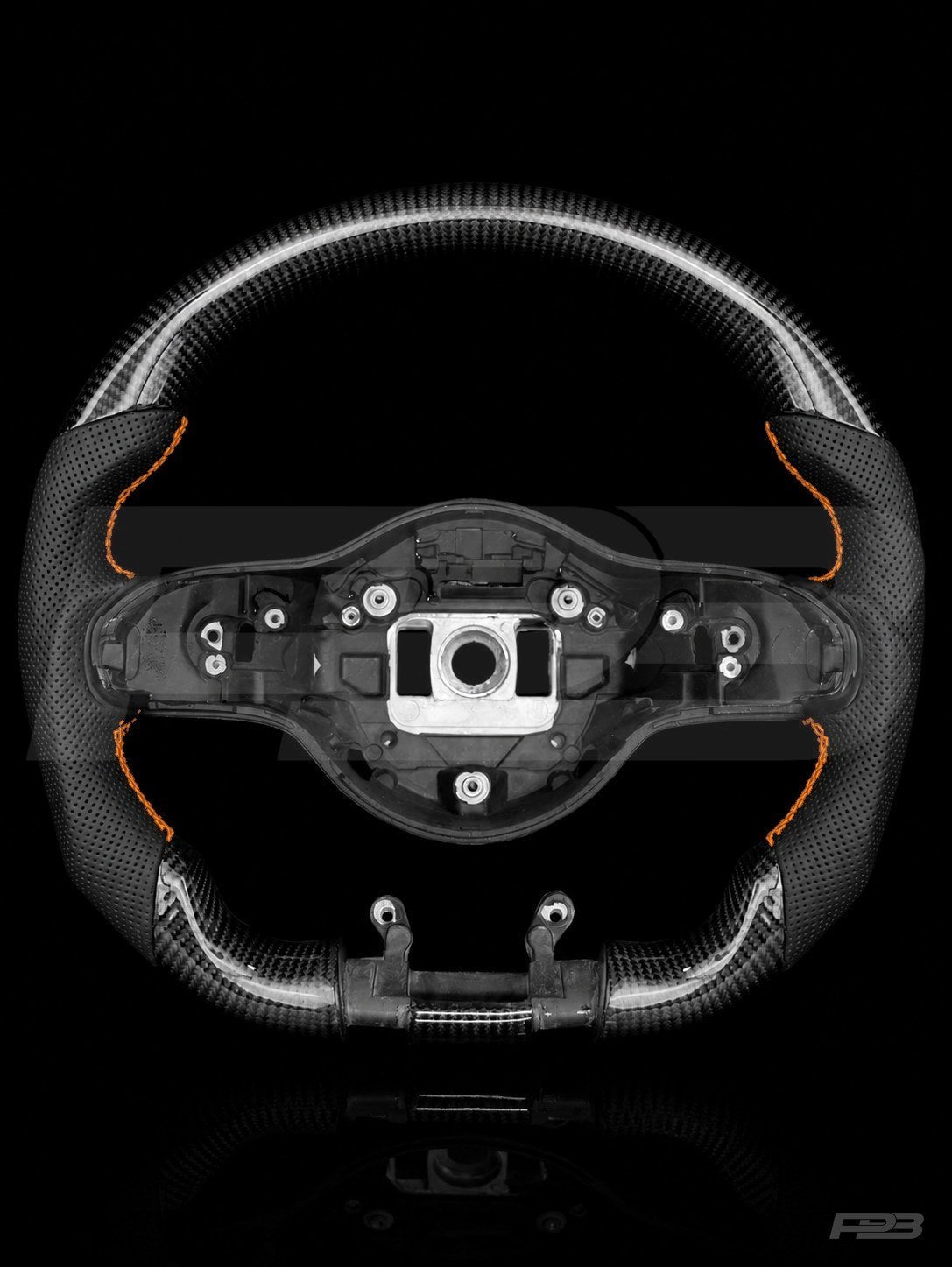 PBAW Mercedes-AMG C63 W205 Facelift Carbon Perforated steering wheel — Exposed Orange stitching
