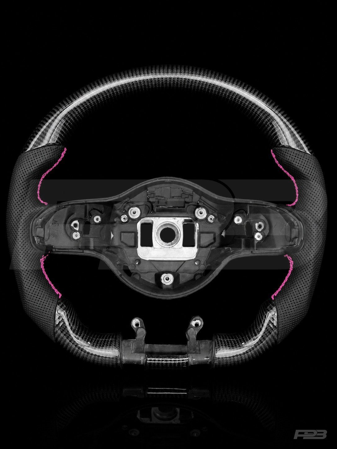 PBAW Mercedes-AMG C63 W205 Facelift Carbon Perforated steering wheel — Exposed Pink stitching