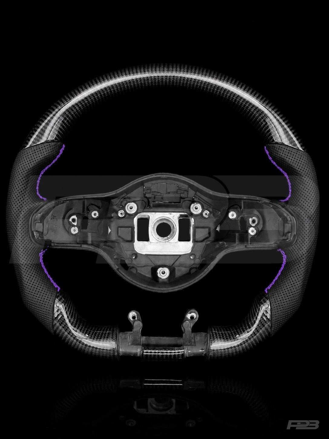 PBAW Mercedes-AMG C63 W205 Facelift Carbon Perforated steering wheel — Exposed Purple stitching