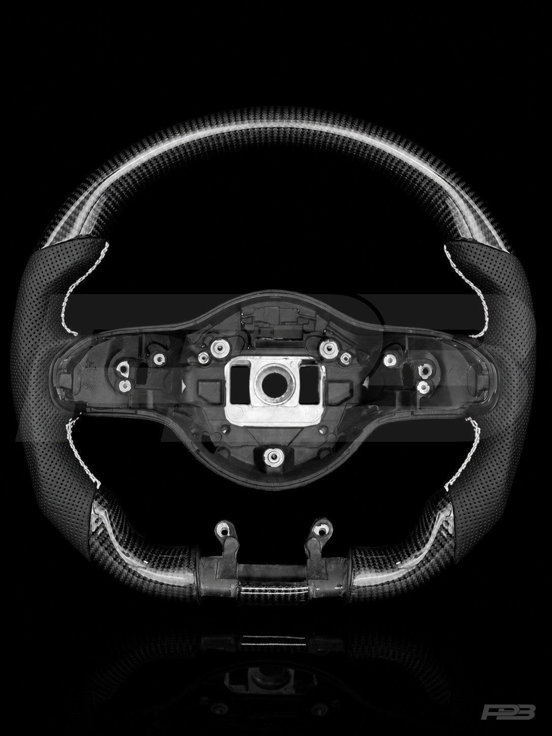 PBAW Mercedes-AMG C63 W205 Facelift Carbon Perforated steering wheel — Exposed White stitching
