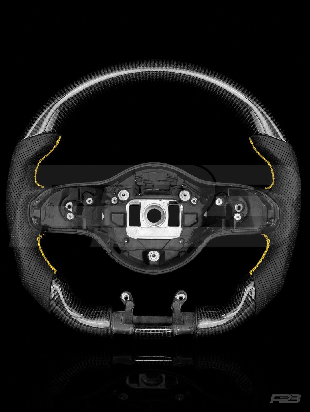 PBAW Mercedes-AMG C63 W205 Facelift Carbon Perforated steering wheel — Exposed Yellow stitching