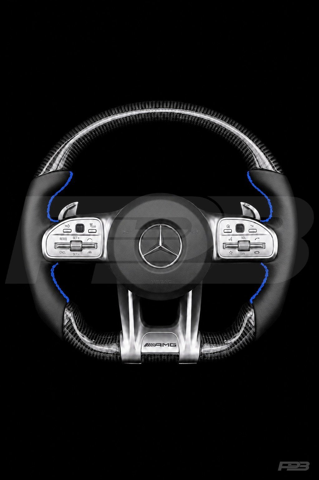 Mercedes C63 W205 Facelift Carbon Sport — complete view, Blue stitching