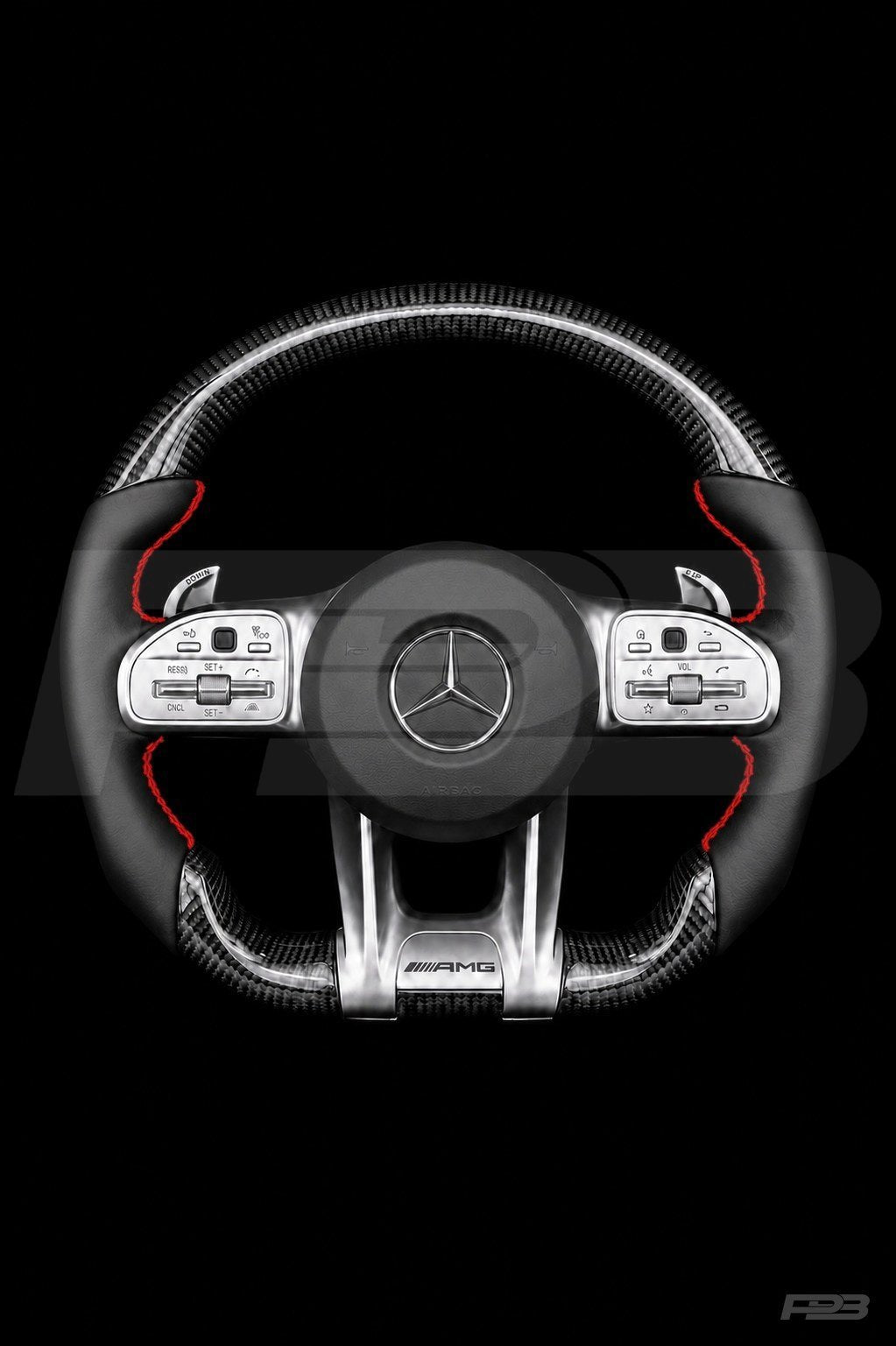 Mercedes C63 W205 Facelift Carbon Sport — complete view, Red stitching