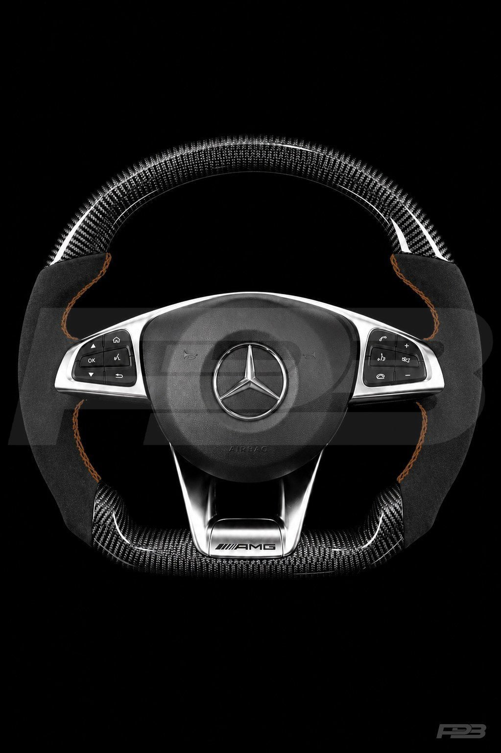Mercedes C63 W205 Pre-Facelift Carbon Alcantara — complete view, Brown stitching