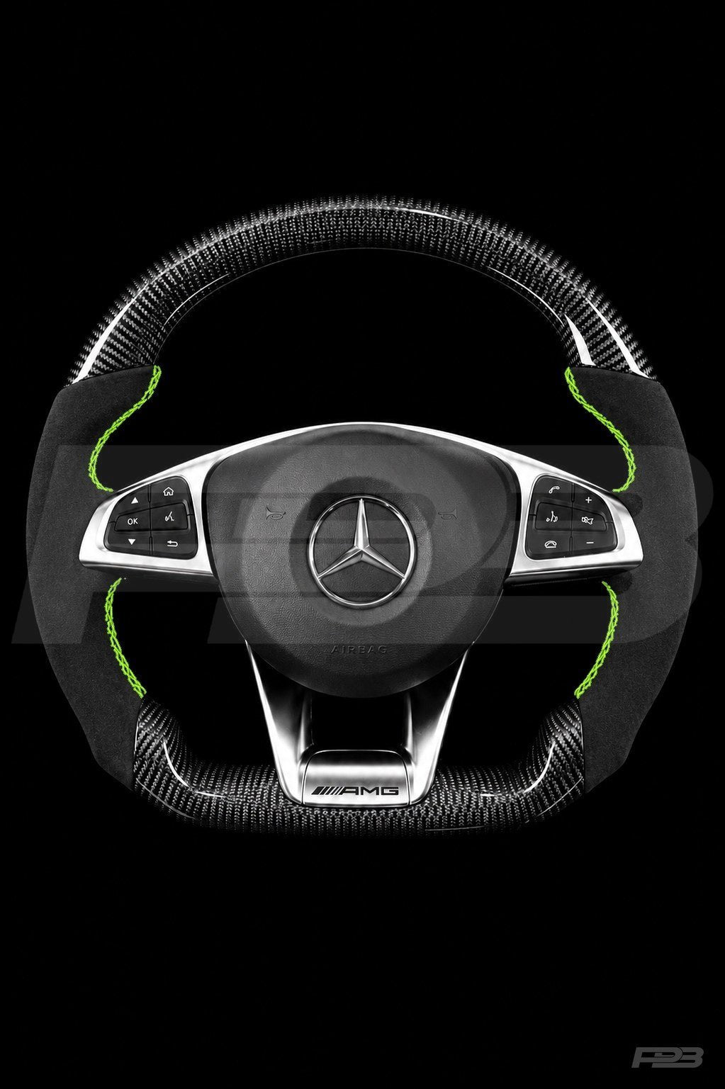 Mercedes C63 W205 Pre-Facelift Carbon Alcantara — complete view, Lime stitching