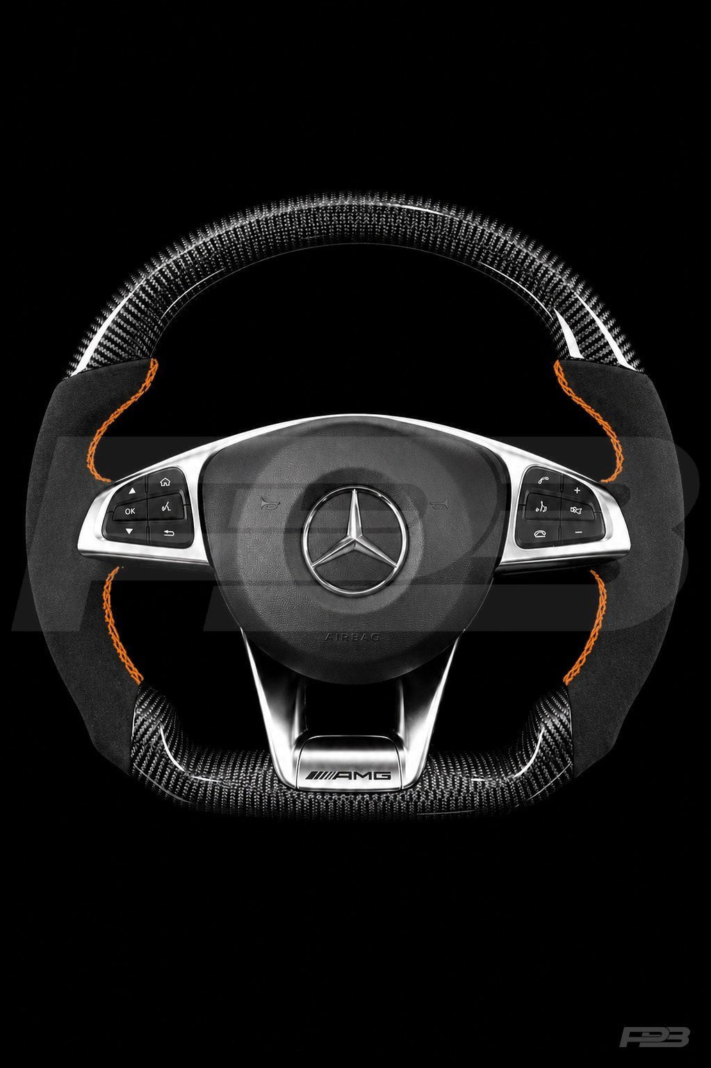 Mercedes C63 W205 Pre-Facelift Carbon Alcantara — complete view, Orange stitching