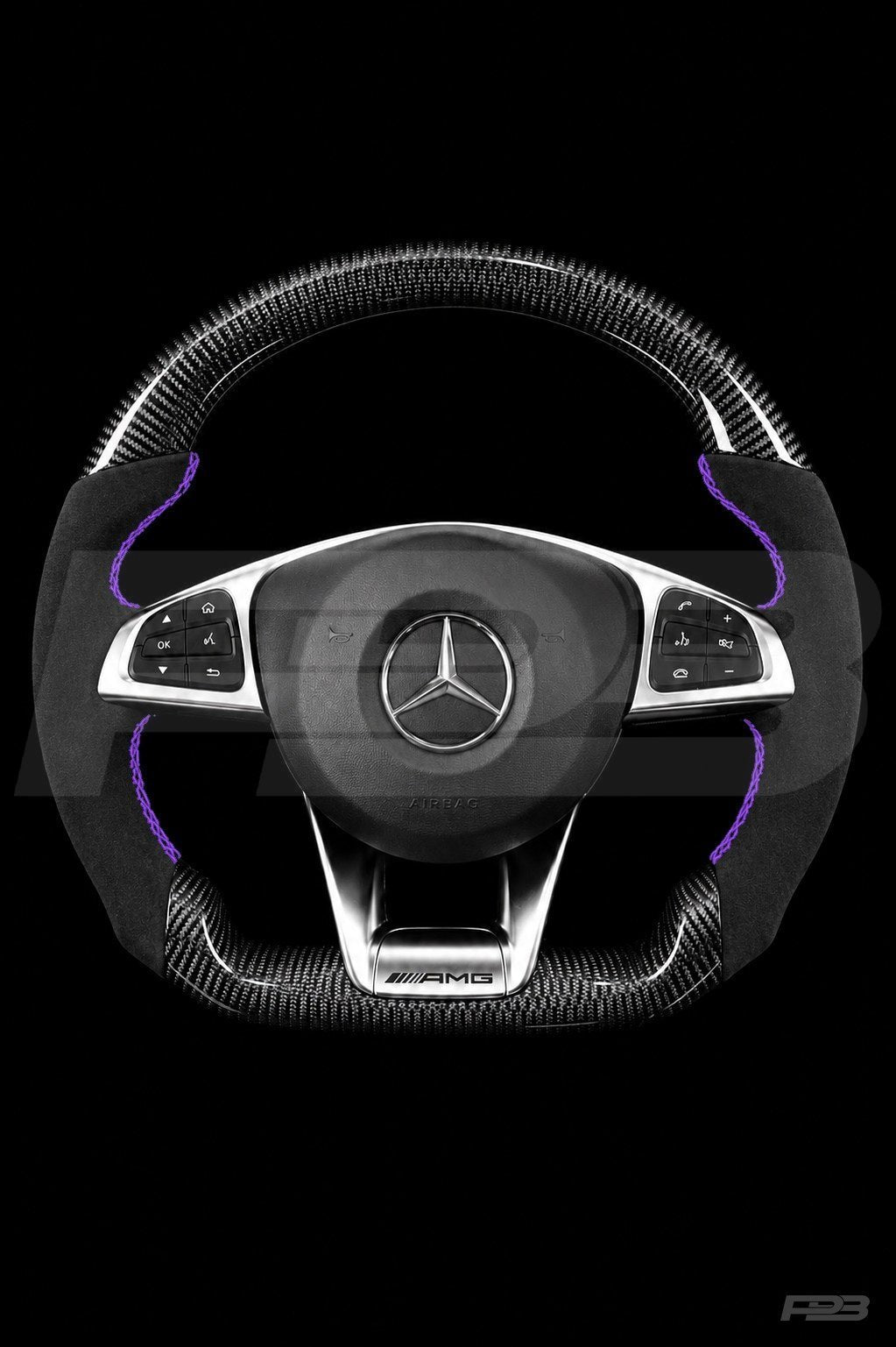 Mercedes C63 W205 Pre-Facelift Carbon Alcantara — complete view, Purple stitching