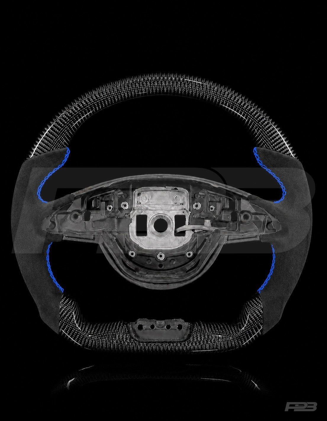 Mercedes C63 W205 Pre-Facelift Carbon Alcantara — exposed view, Blue stitching