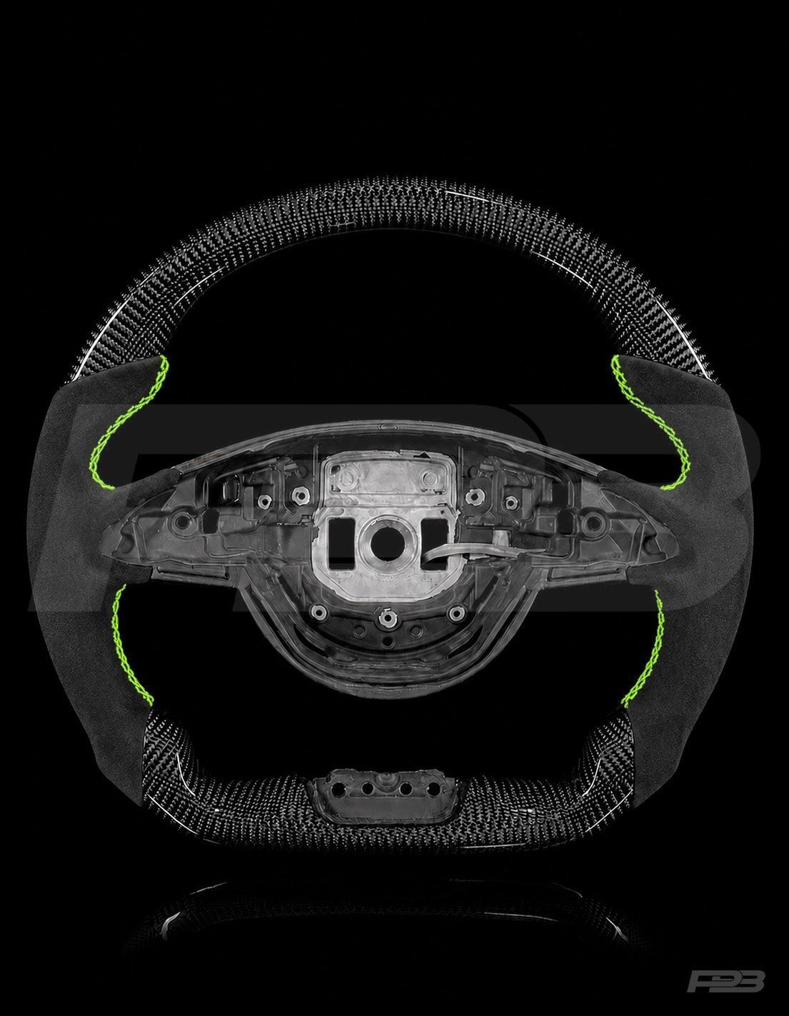 Mercedes C63 W205 Pre-Facelift Carbon Alcantara — exposed view, Lime stitching