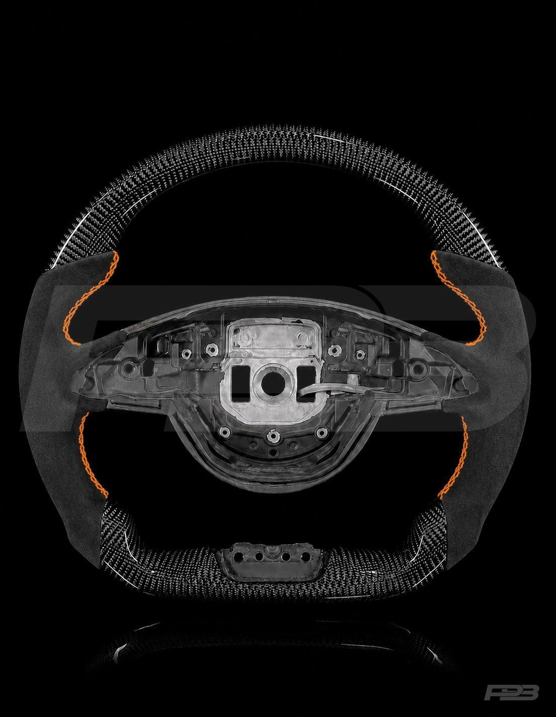 Mercedes C63 W205 Pre-Facelift Carbon Alcantara — exposed view, Orange stitching