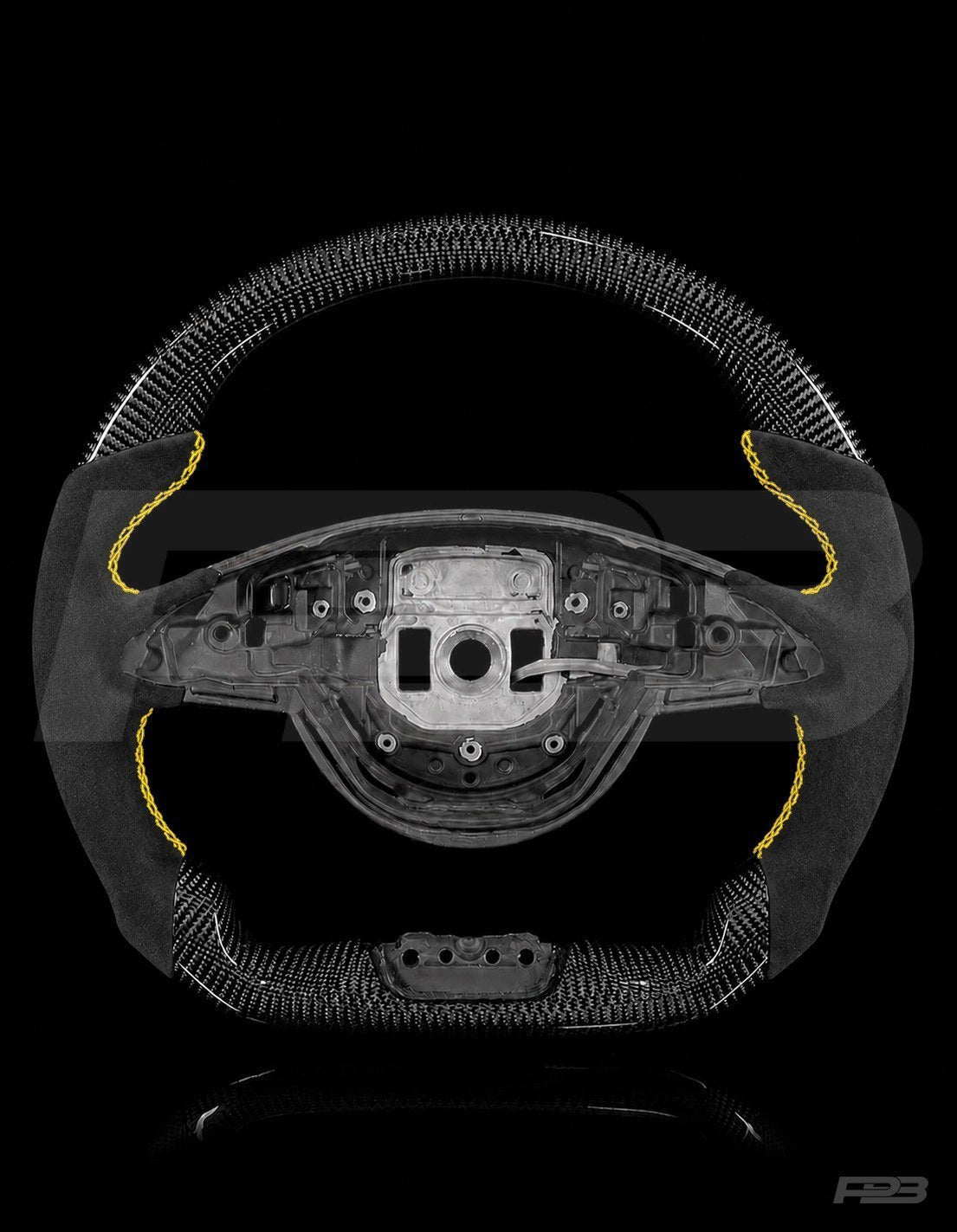 Mercedes C63 W205 Pre-Facelift Carbon Alcantara — exposed view, Yellow stitching