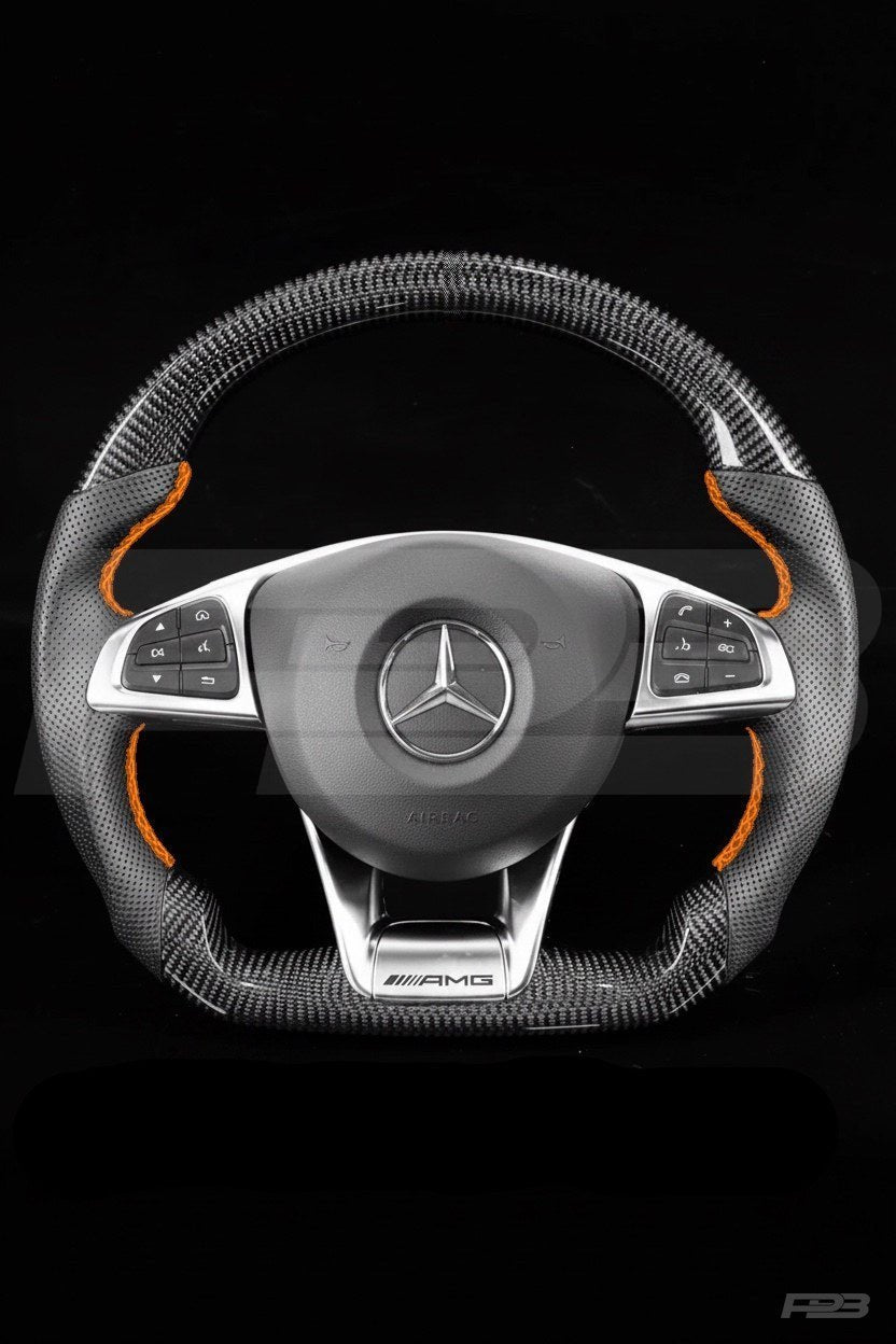 Mercedes C63 W205 Pre-Facelift Carbon Perf — complete view, Orange stitching