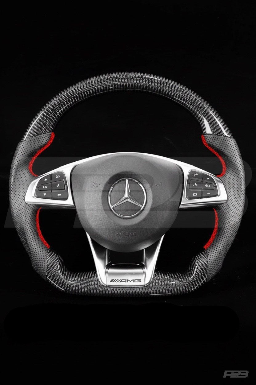 Mercedes C63 W205 Pre-Facelift Carbon Perf — complete view, Red stitching